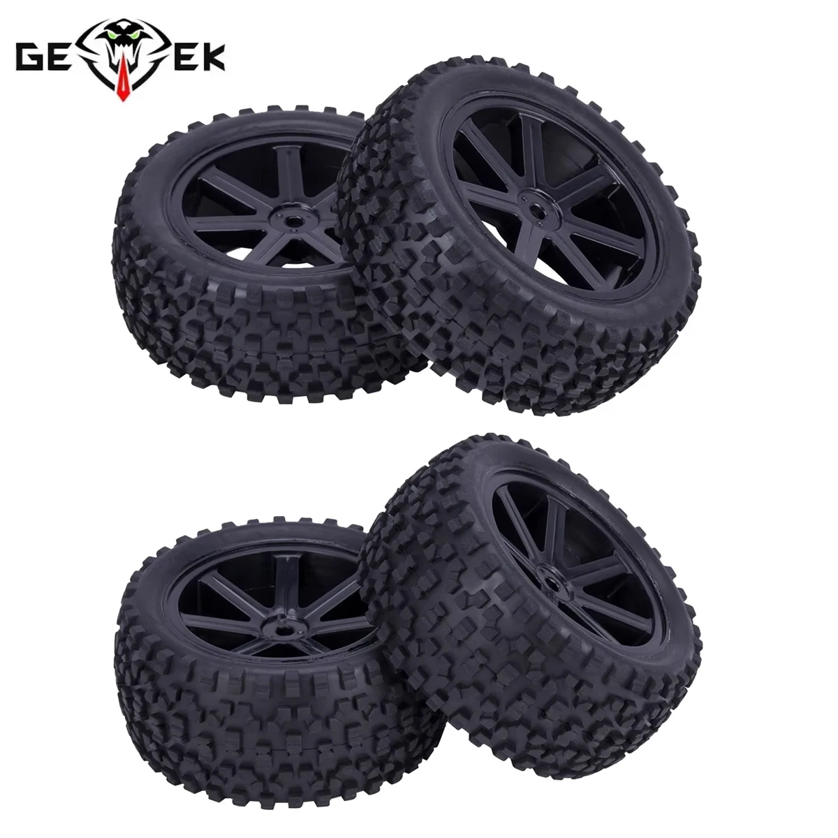 Rubber Front Rear Tires Wheels Set 12mm Hex Hubs for Redcat HPI HSP Tamiya Traxxas ZD Racing RC 1/10 Off Trail Buggy