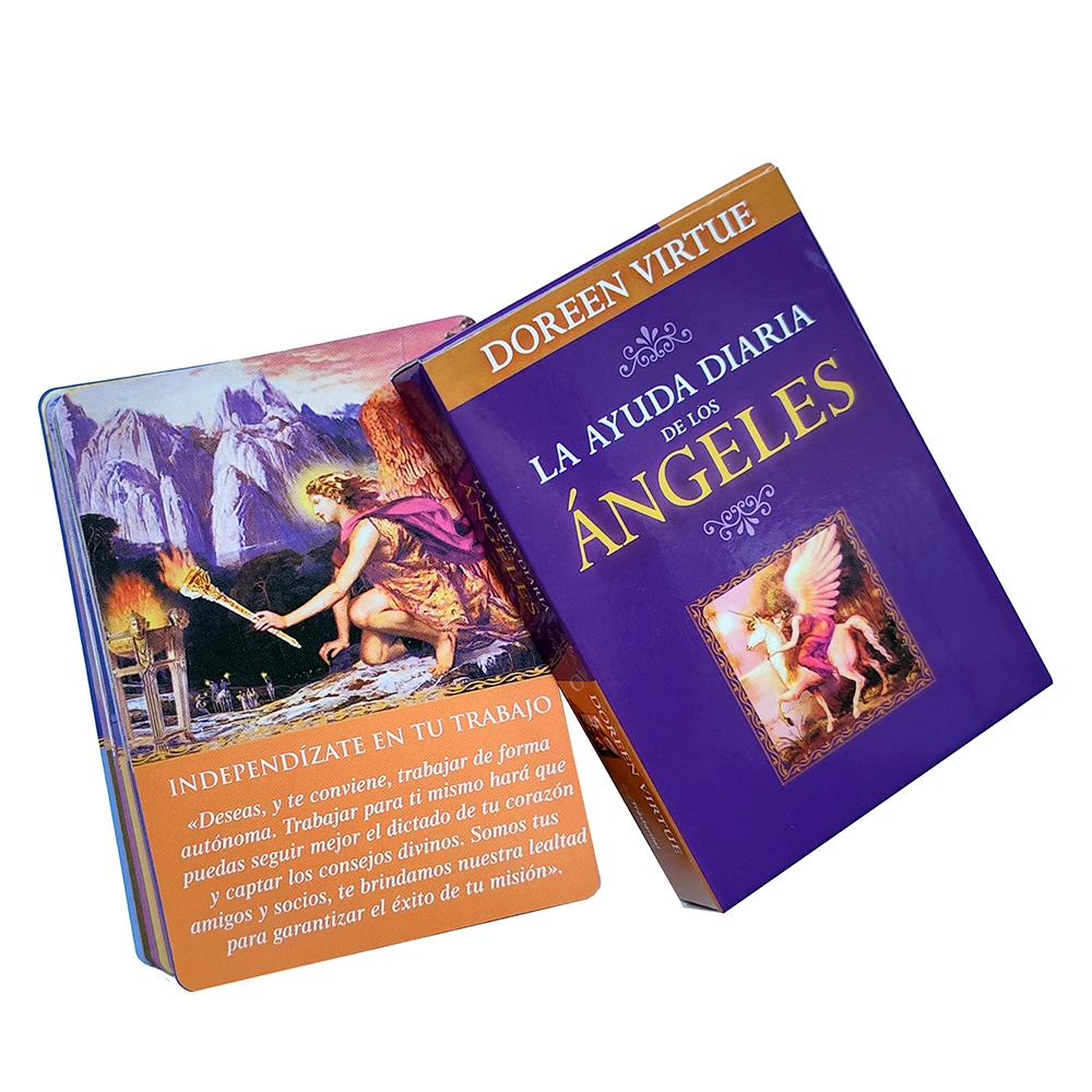 เวอร์ชั่นภาษาสเปนคําแนะนํารายวันจากเทวดาของคุณ Oracle 44 การ์ดสํารับ 10.4*7.4 ซม.Fate Divination TAROT BOARD เล่นเกม