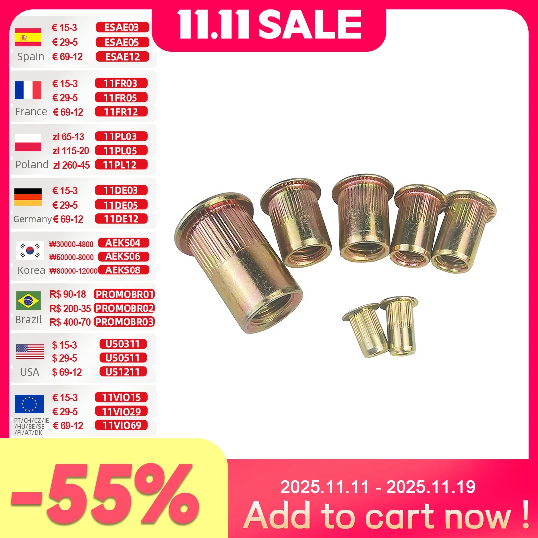 Allsome Rebite De Rosca Interna m3 m4 m5 m6 m8 m10 Porca Rebite Popnut C/ 10 Peças