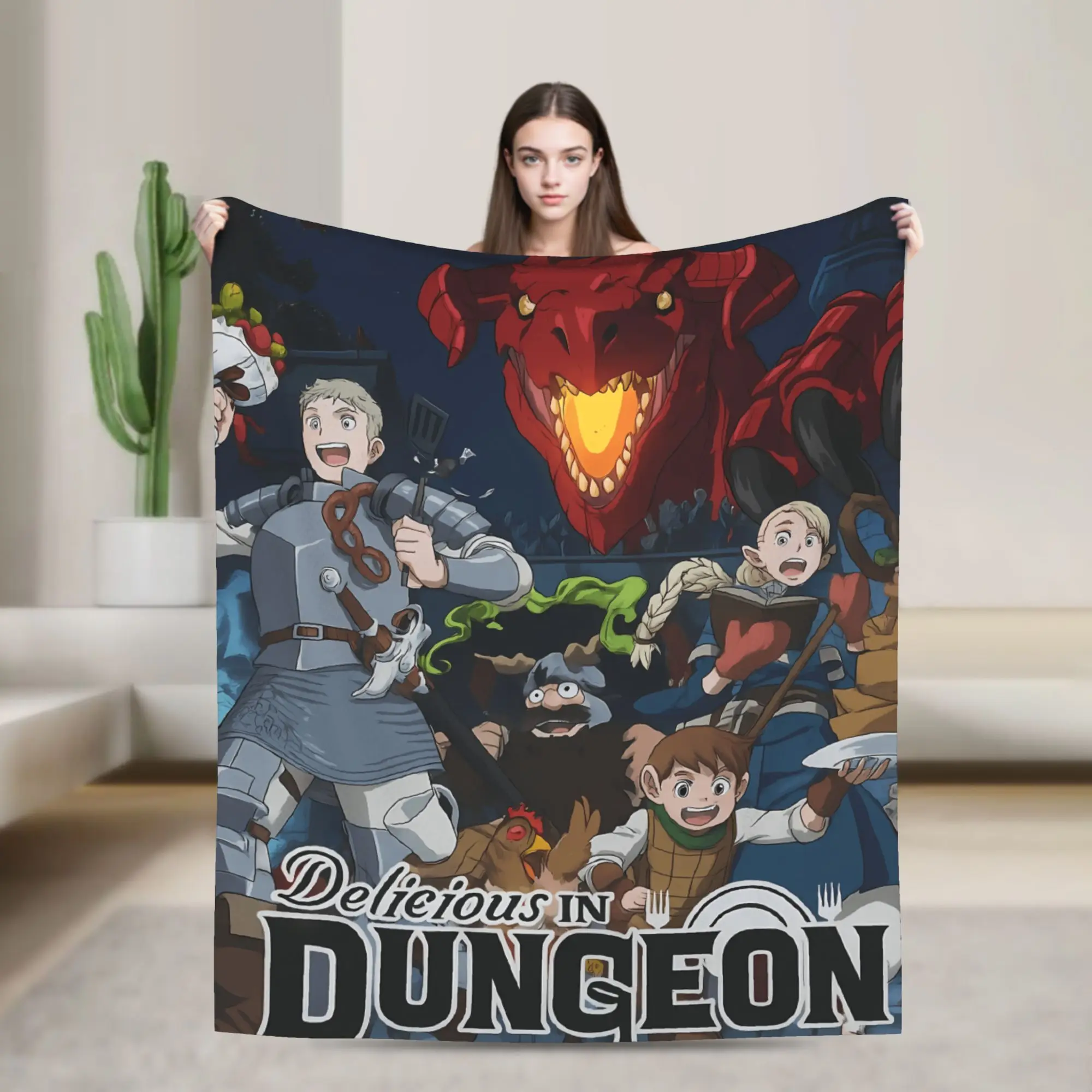 Dungeon Meshi Anime Marcille Laios Super Soft Blanket Boy Girl Plush Throw Blanket Funny Couch Chair Flannel Bedspread Bed Cover