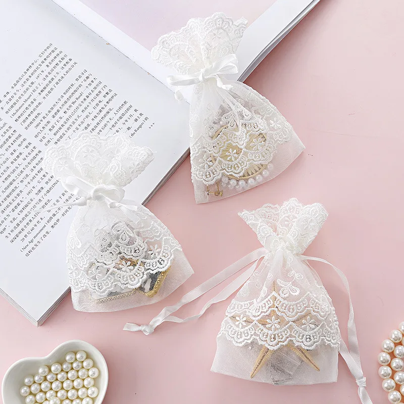 New Creative Mesh Gift Bag with Lace for Stylish Storage and Packaging  with Lace Closure for Jewelry Gift Soap Collection