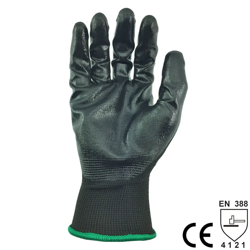 NMShield Safety Work Hand Protection Gloves for Gardening Household with13 Gauge Polyester Liner Coated Nitrile Palm Glove.