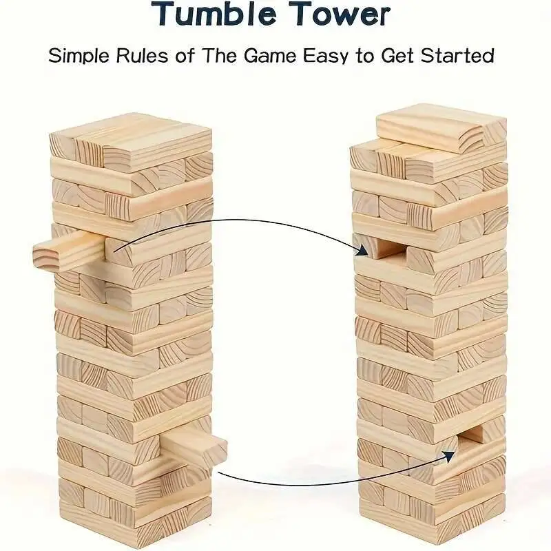 قطعة واحدة من كتل Jenga 54 الكلاسيكية، يطرق، هيكل متين |   ديكور غرفة اللعبة، مناسب للحفلات