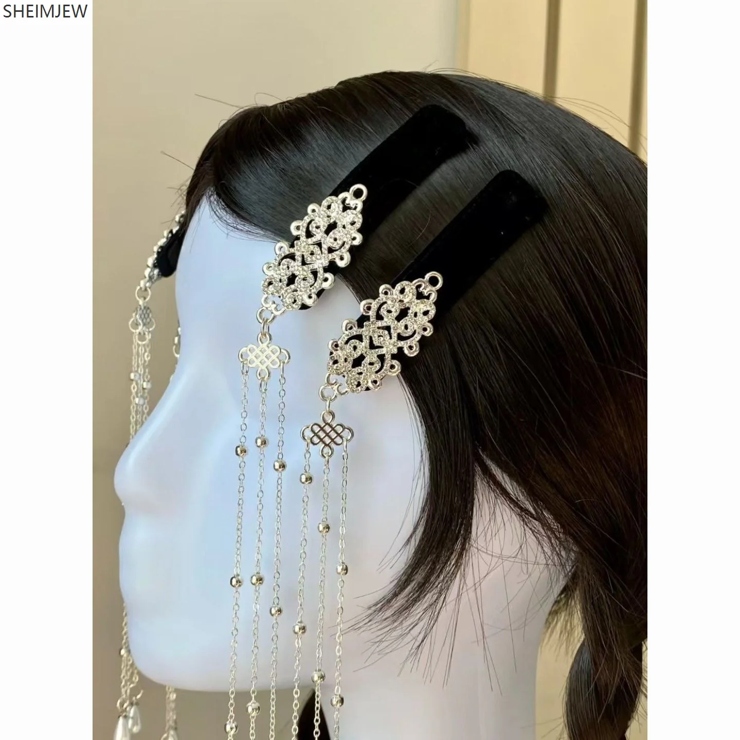 Silver Tassel Black Hairpin Stage Performance Cosplay Ladies Ethnic Hair Accessories Exotic Headdress Dance Performance Props view 3