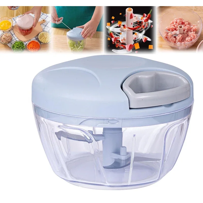 500ML Manual Meat Mincer Garlic Chopper Rotate Garlic Press Crusher Vegetable Onion Cutter Kitchen Cooking Accessories