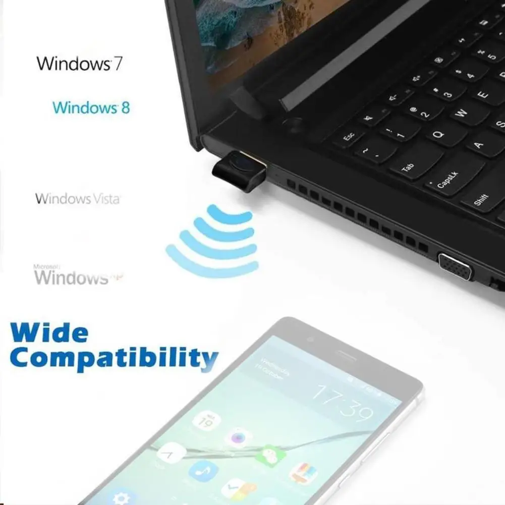 Bluetooth 5.0 USB Adapter For Windows 10 / 8 / 7 / Vista / XP Laptop Or Desktop Computer Add Bluetooth Feature Accessories