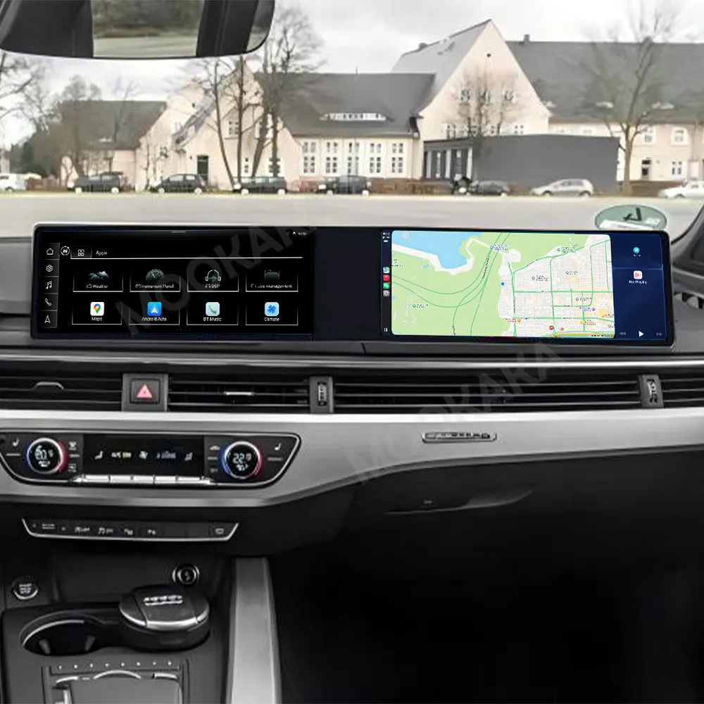 24.6 Inch Dual Screen Carplay For Audi A4 A4L 2016-2020 Car Radio Stereo Multimedia Player Android Passenger GPS Navi Headunit