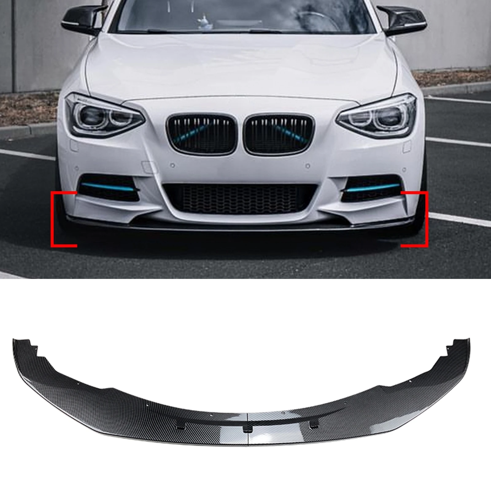 

Front Bumper Spoiler Splitter Lip For BMW 1 Series F20 F21 M Sport 2011-2015 118i 120i Carbon Fiber Look/Gloss Black Lower Blade