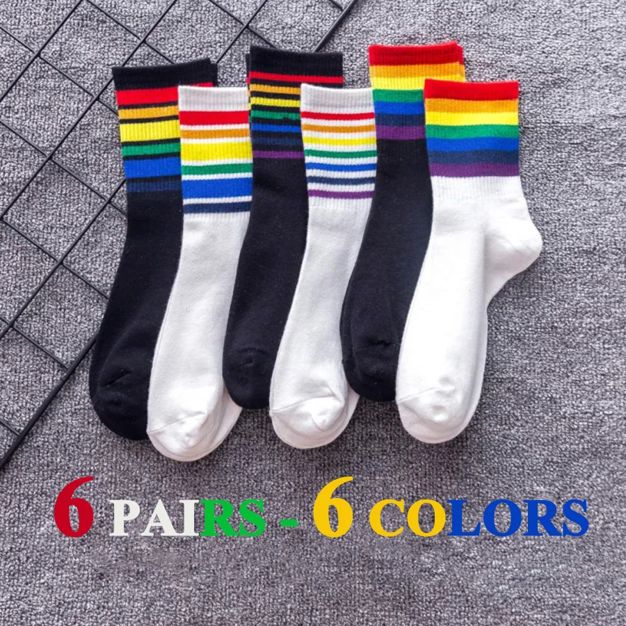 3 Pairs/Lot Cute Socks Women Black White Butterfly Colorful Long Cotton Casual Funny Cartoon Middle Tube Sock Girls Gift