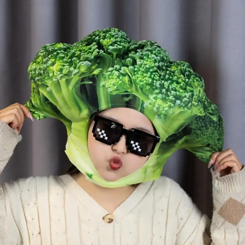 Broccolis Hat Birthday Party Headgear Hat for Adult Kids Festival Stage Headwear Family Gathering Role Play Costume Hat 6XDA