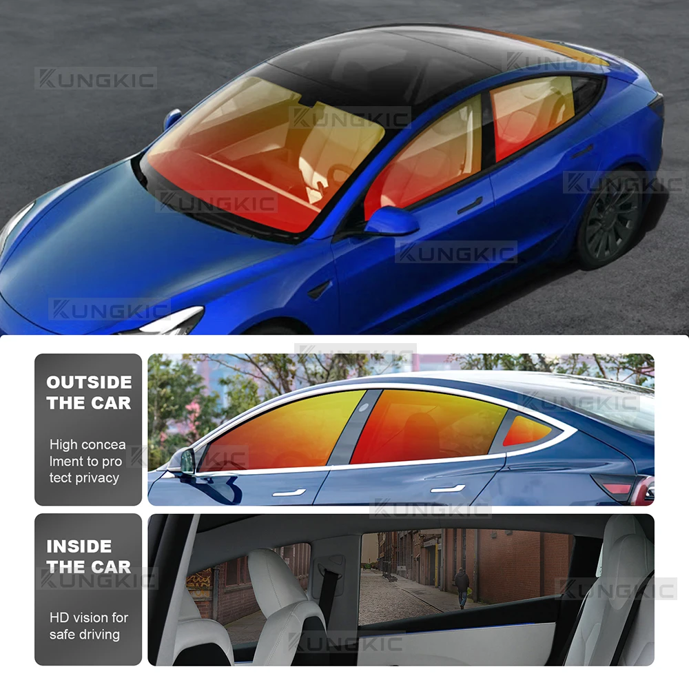 

Car Glass Window Tint UV Pre Cut Colorful Window Film for Tesla Model 3 2017 2018 2019 2020 2021 2022 2023 Highland 2024 2025