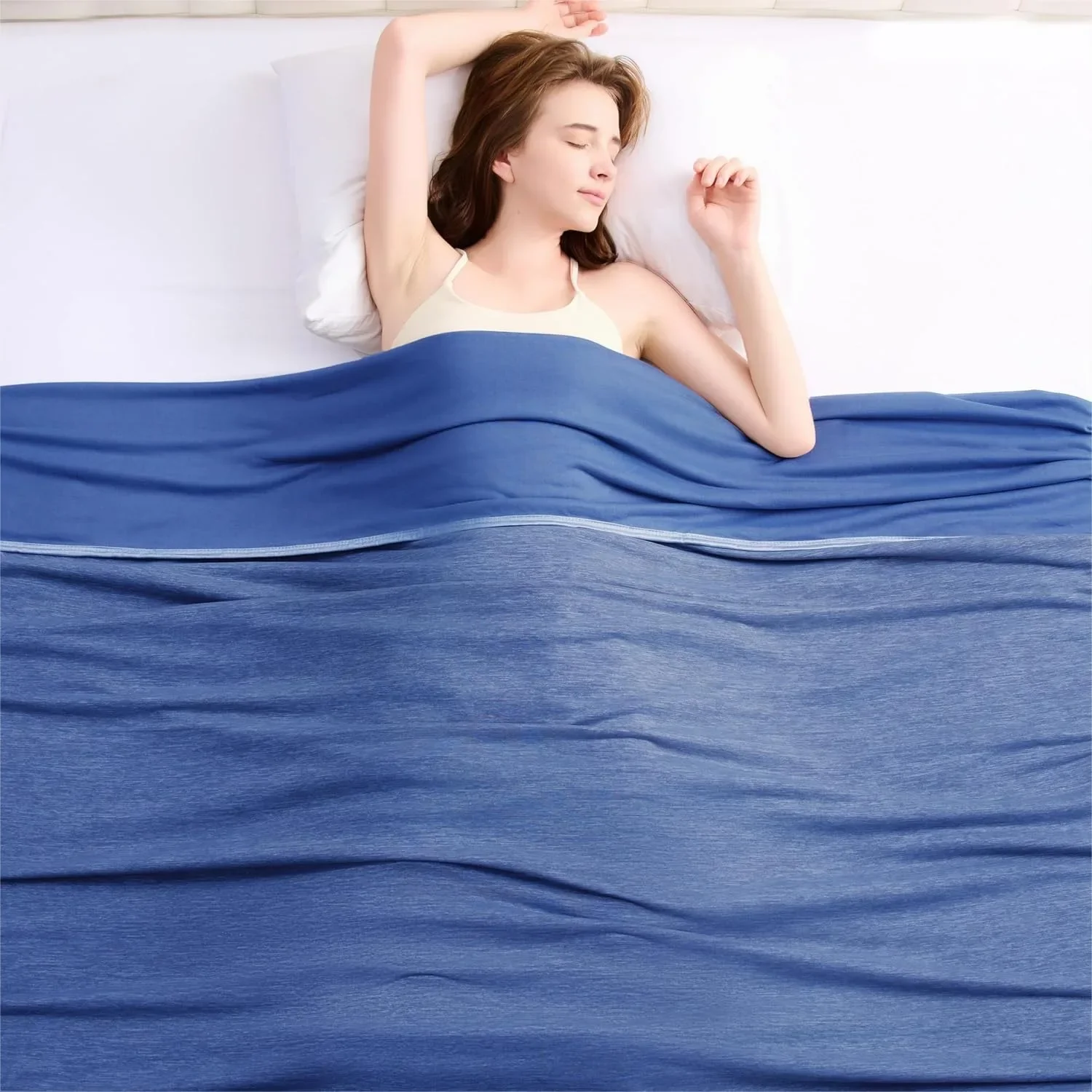 

Cooling Blanket King Size 90x108 Inch For Night Sweats Absorbs Heat To Keep Adults Cool On Warm Nights Q-Max 0.5 Ultra-Cool Lightweight Blanket For Hot Sleepers