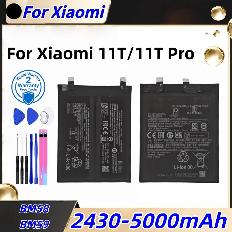 

High Quality 2026 Years Battery BM59 For Xiaomi 11T Mi11T BM58 For Xiaomi Mi 11T Pro Mi Mix 4 Mix4 Batteries Fast Shipping+Tools