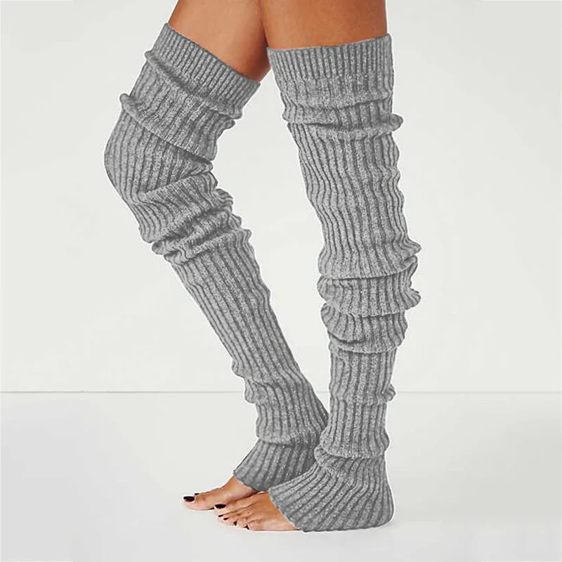 1 paar Frauen Winter Beinlinge Gestrickte Dicke Streifen Woolen Plus Lange Bein Socken Über Knie Häkeln Stricken Legging Dance ballett Socken