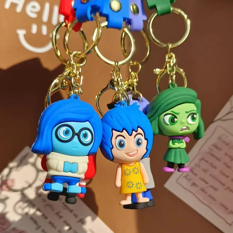 

Disney Inside Out2 Keychain Joy Sadness Disgust Anger Fear Figure 3D Cute Keyrings for Children's Toys Birthday Gift Accessories