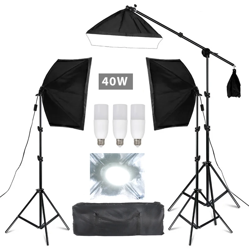 New 30W 40W  Photography Softbox Lighting Kits 50x70cm Professional Continuous Light Soft Box For Photo Studio Shoot Equipment