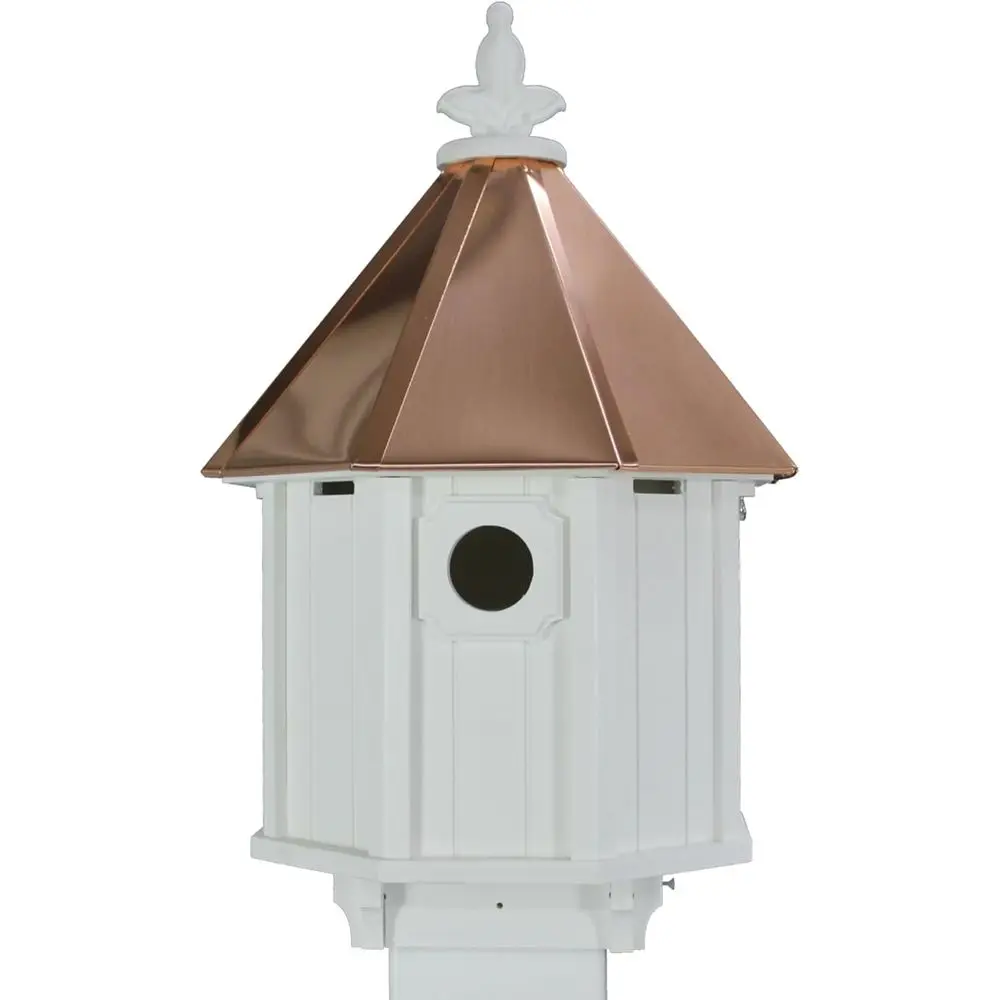 

American-Made Copper Duplex Birdhouse for Bluebird & Songbird, 4 x 4 Mount
