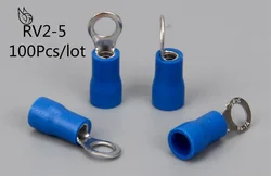 RV2-5 Blue Ring Insulated Wire Connector Electrical Crimp Terminal Cable Connector Wire Connector 100PCS/Pack RV2.5-5 RV