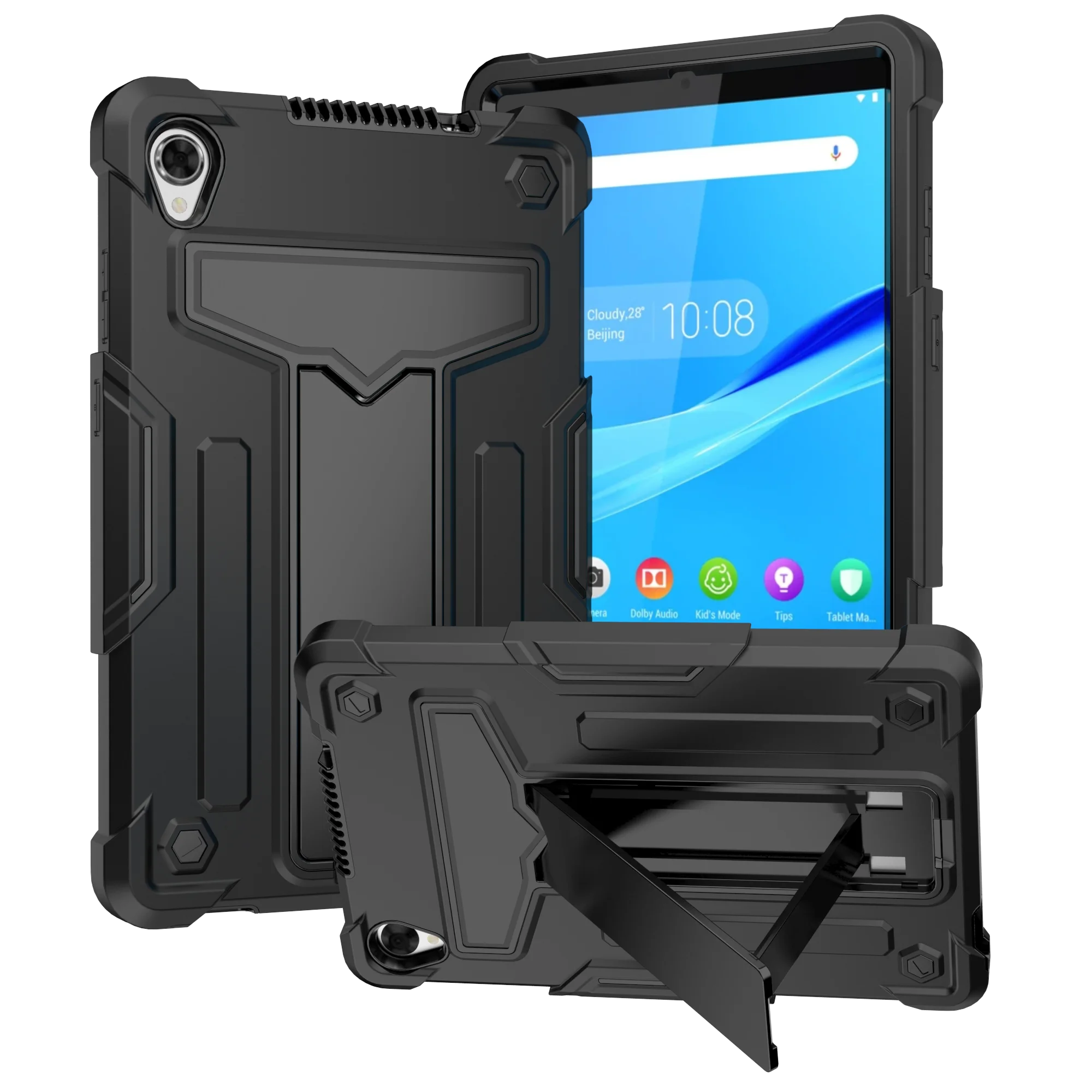 Tablet-Hülle für Lenovo Tab M8 (TB-8705/8705F), integrierter T-förmiger Ständer, Farbblock-Design, verstärkte Ecken