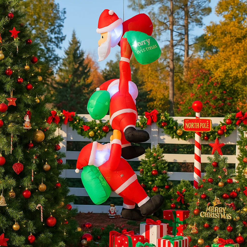 2.4M/7.8FT Inflatable Santa Claus Climbing Light  Lights LED Home Decor Toys Yard Xmas Holiday Supplies Outdoor Prop Decor