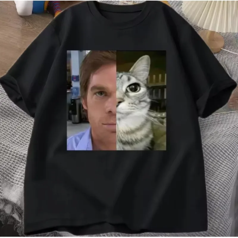 

Dexter Morgan Cat T-shirts Funny Short Sleeve O Neck Tshirt Unisex Streetwear Women Clothes Harajuku Printed T-shirt Tops