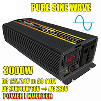 Pure Sine Wave Inverter,3000W Car Solar Inverter,DC12V 24V to 110V,Dual USB,Socket Transformer,Power Converter,Power Inverter