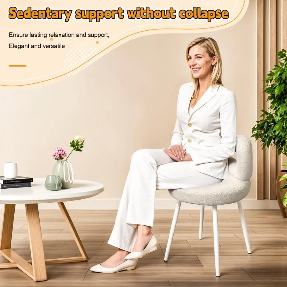 Vanity Stool With Bowknot Backrest Living Room Bedroom Makeup Chair Adjustable Foot Pads Armless Dressing Chair Side Table Seat