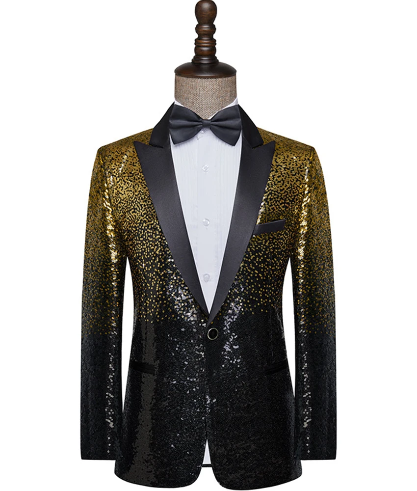 

Мужской блейзер с пайетками Temperament Slim Fit, однобортный пиджак для свадьбы, выпускного вечера и официальных мероприятий.