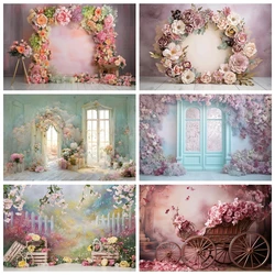 Spring Flower Photography Backdrop Floral Abstract Oil Painting Kid Baby Shower Birthday Wedding Portrait Photo Background Decor