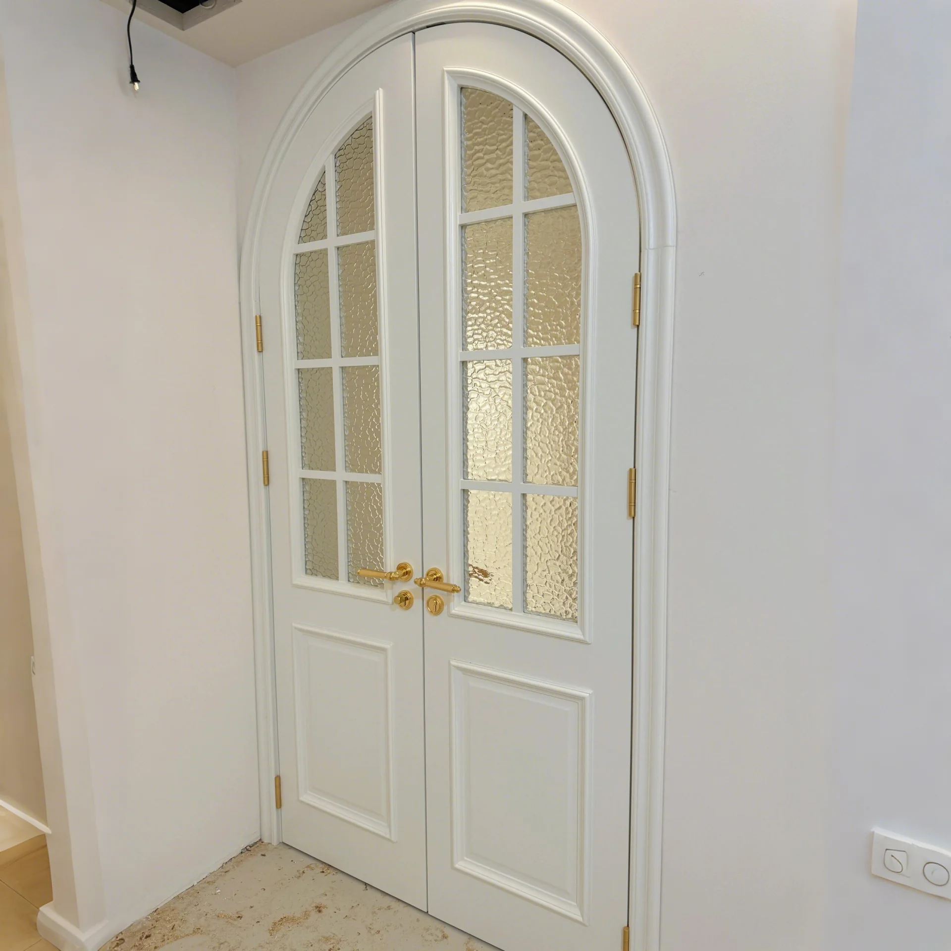 

Set Door Arched Door French Retro Log New Chinese Bedroom Painted Room Solid Wood Arc Arched Log