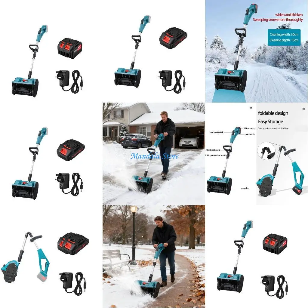 

U2JC Heavy Duty 220V Electric Snow Blower Rechargeable Battery Powered ABS Construction Double Safety Switches For Home Driveway