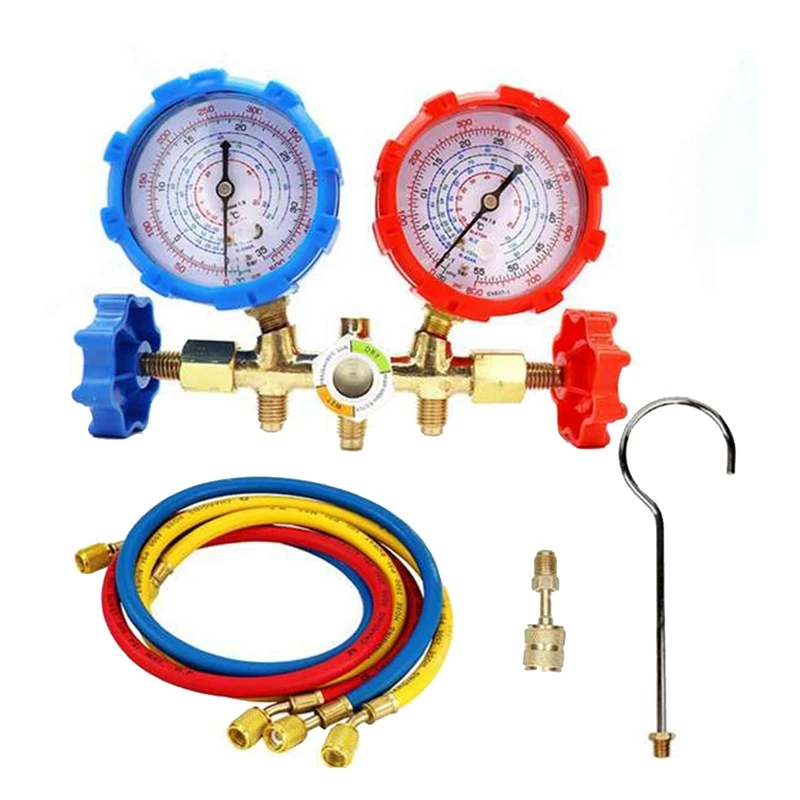 R410A 3 Way AC Diagnostic Manifold Gauge Set For Freon Charging Fits R-404A R-134A Refrigeration Manifold Gauge Air