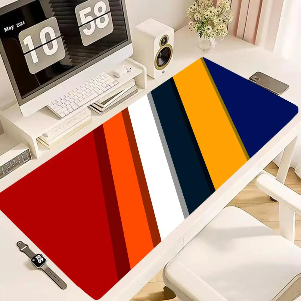 Retro Geometric Diagonal Stripe Large Size Table Mat For Bedroom Learning Laptop Office Desktop Games Mat
