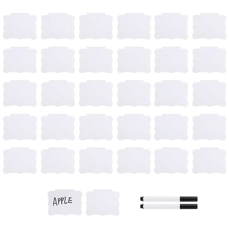 A84X-32 Pieces Basket Labels Clips And Pens Set, Includes 32 Pieces Kitchen Clip Label Holder And 2 Pieces Chalk