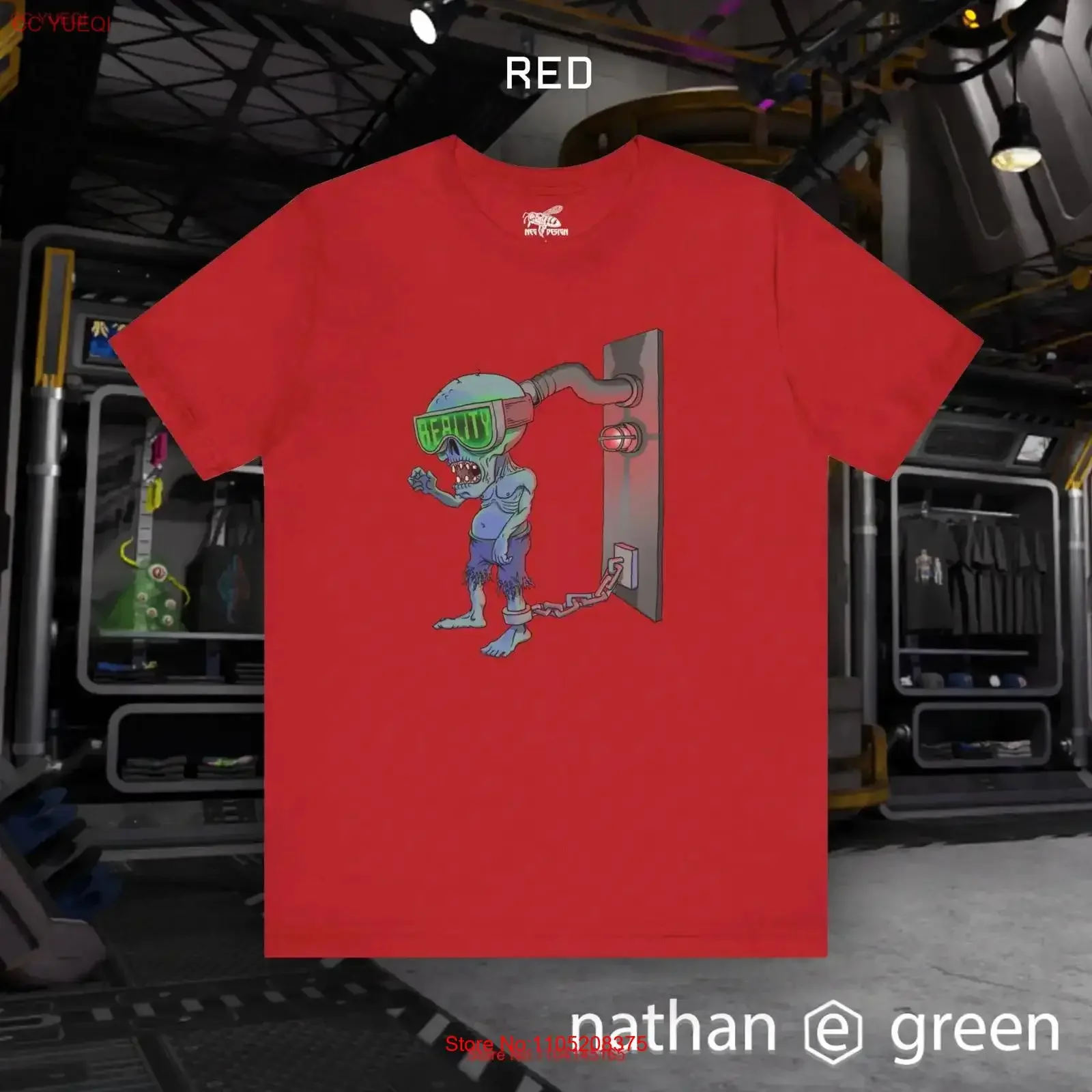 تي شيرت VR Zombie للواقع الافتراضي Dystopian Art Gamer عتيق مغسول أنيق ملابس الشارع الشهير أزياء ناعمة #1