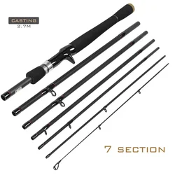 Goture 2.1/2.4m/2.7m Spinning Casting Fishing Rod 6/7 Sections Carbon Fiber Fishing Pole ML Power for River Lake Reservoir Pond