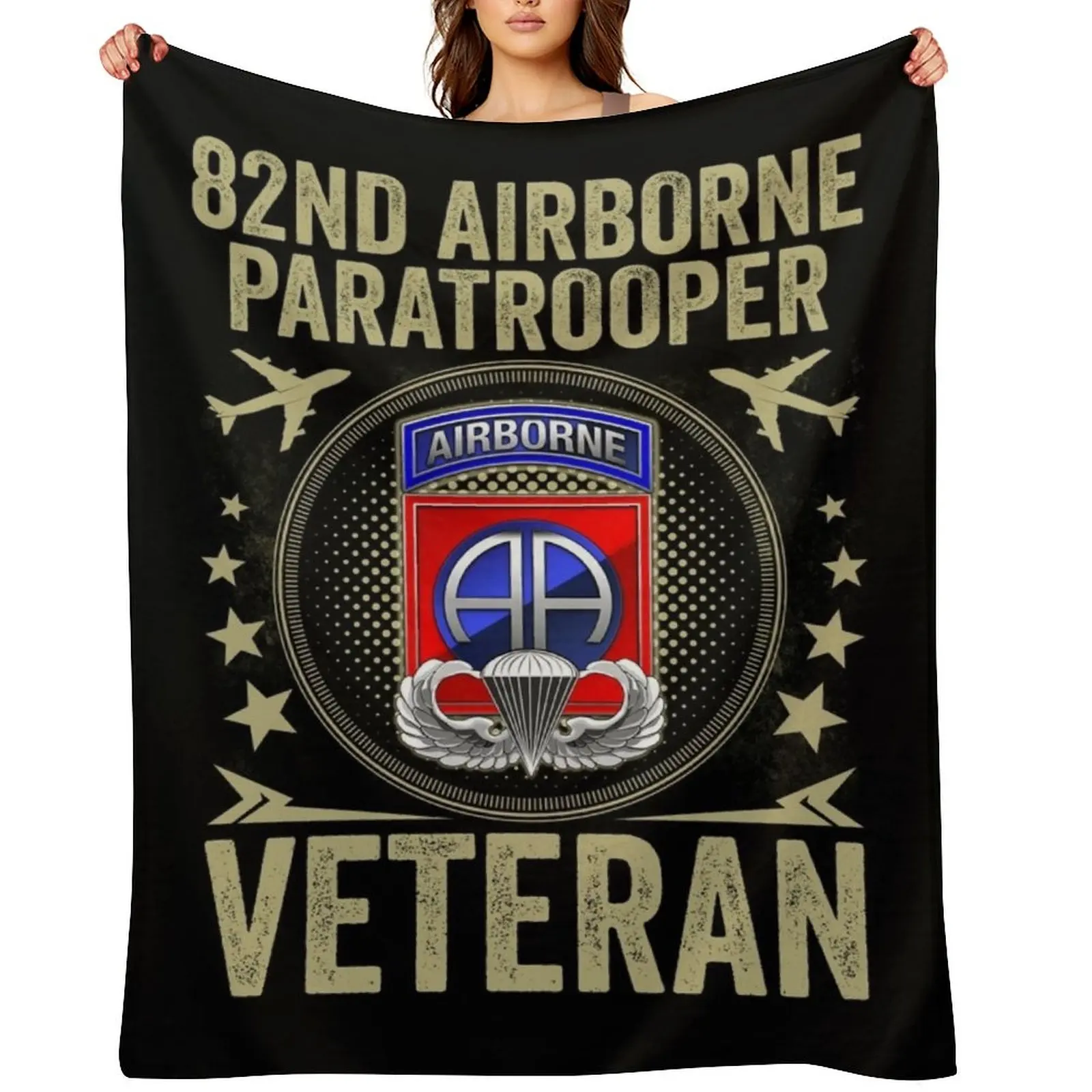 

82nd Airborne Division Paratrooper Army Veteran Throw Blanket Retros Luxury Throw Heavy Hairys Blankets