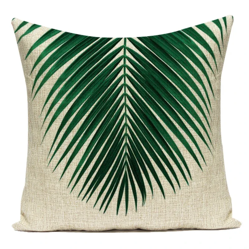 Tropical Green Plant Leaf Monstera Palm Leaves Decorative Pillows Cover Polyester Cushion Cover For Sofa Home Living Room