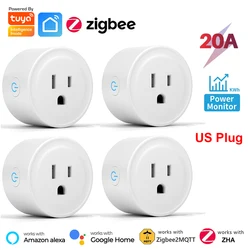 Tuya Smart Plug 20A Zigbee US Socket Canada Mexico Peru Japan Outlet with Power Monitoring Timing Works with Alexa Google Home