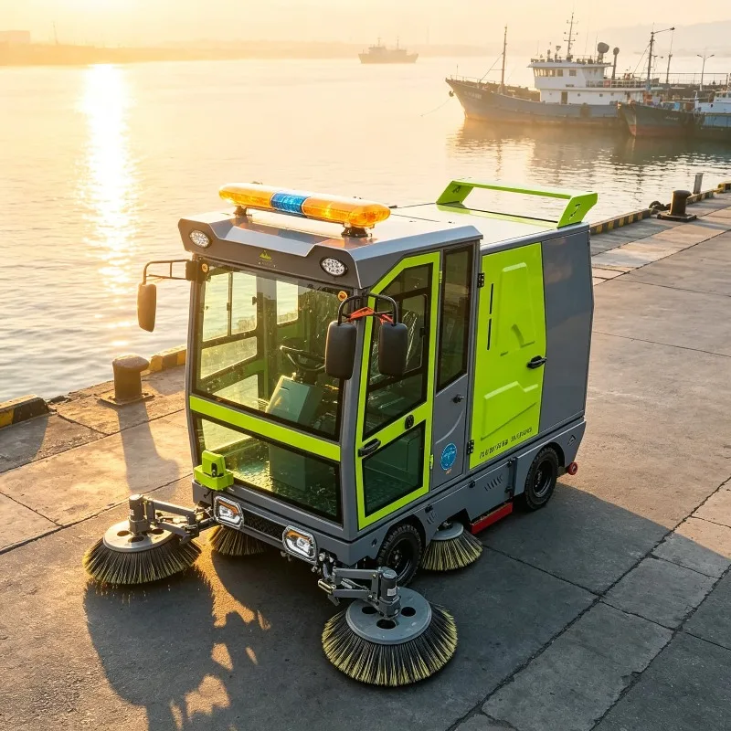 Electric Ride on Industrial Cleaning Machine Customized Enclosed Cabin Street Road Sweeper Equipment for School