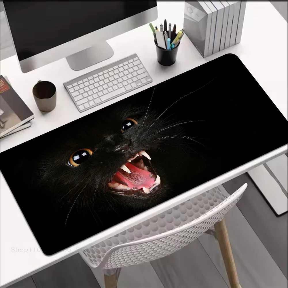 Black Cat Mousepad Non-slip Suitable For Office Computers Laptops E-sports Game Desk Mats XXL Keyboard