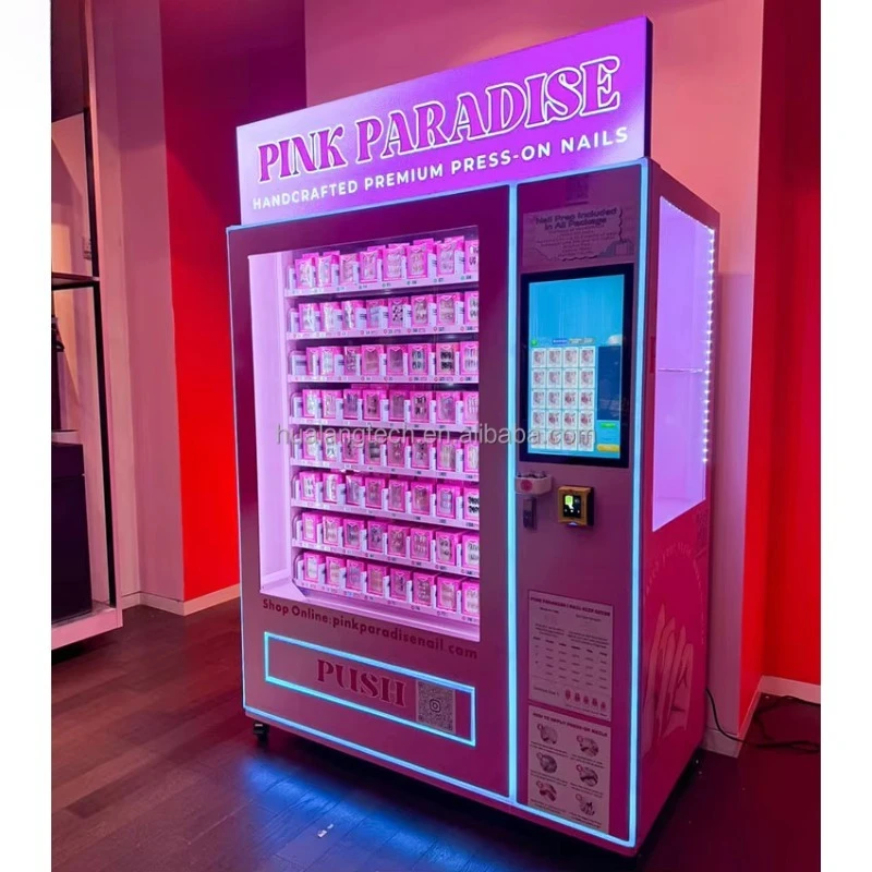 Original Factory Touch Screen Beauty Vending Machine with Showcase Cosmetic Vending Machine for Press on Nail Customized