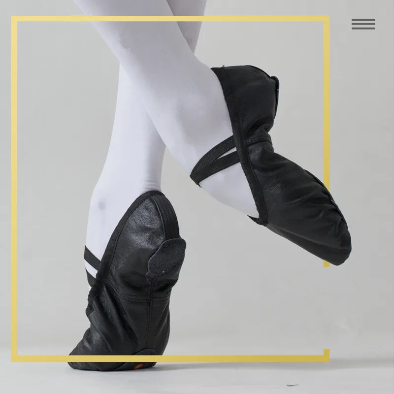 Zapatos de Ballet suaves para niña y mujer, zapatillas de bailarina de práctica de cuero genuino, transpirables y cómodas para Fitness