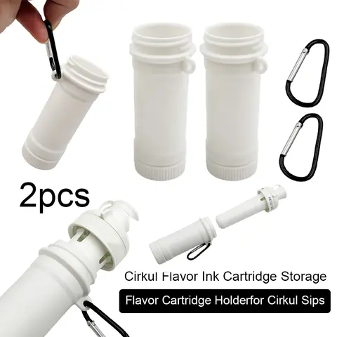 2Pcs Cartridge Storage Container with Carabiner Travel Case Water Bottle Flavor Cartridges Container Compatible with Cirkul Sips