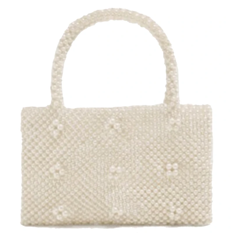 

Pearl Handmade Beaded Small Tote Bags Vintage Women Pearl Evening Party Handbag Luxury Ladies Dress Hands