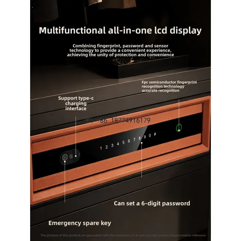 wmwmnu HUPAI Brand XAG-ZS Commercial Built-In Under-Desk Fingerprint Safe Master Key Fingerprint Lock for Documents
