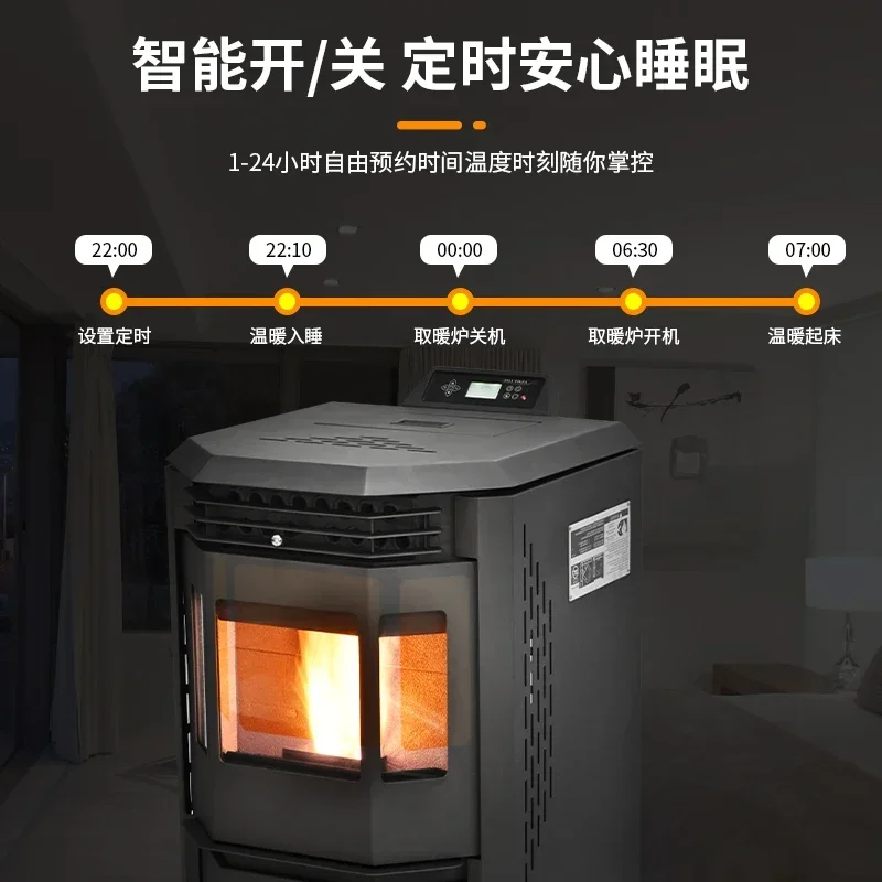 Biomass pellet heating stove for household use