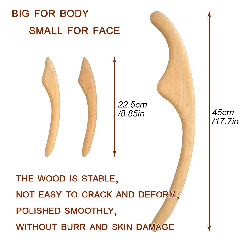 EGASSAM 1Set Wood Body Carving Face Carving Massage Relax Hand Feet Body Healthcare Massage Scraping Guasha Stick