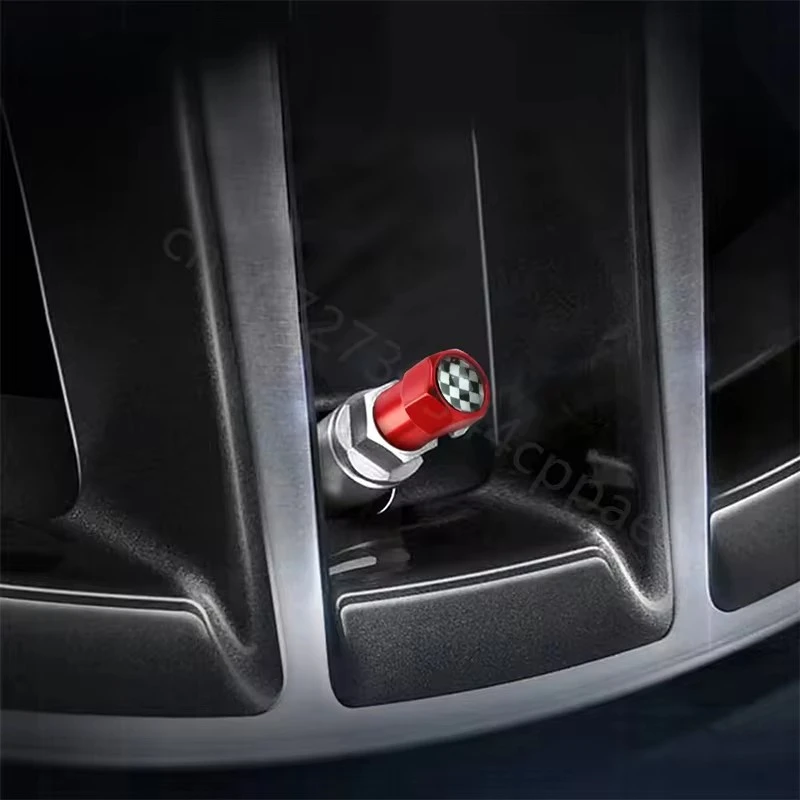 4PCS/Set Red Tire Stem Valve Caps Aluminum Car Dustproof Caps Tire Wheel Stem Air Valve Caps For Car Bike Motorcycle Accessories