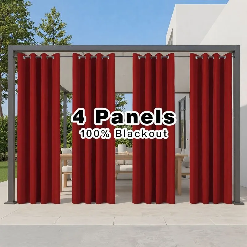 4 Panels Room Divider Outdoor Blackout Curtains Suitable for Privacy Protection, UV Protection & Waterproof Grommet Top Design with Grommet Top Panels - Suitable for Patio, Balcony, Garden, Gazebo, Porch Curtains (UV/Waterproof)